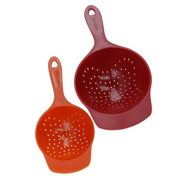 Farberware Fresh Small Assorted Size Red Orange Colanders Set of 2 NEW - Picture 1 of 7